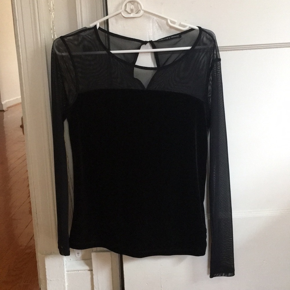Harlow & Graham Velvet & Mesh Top (Black)